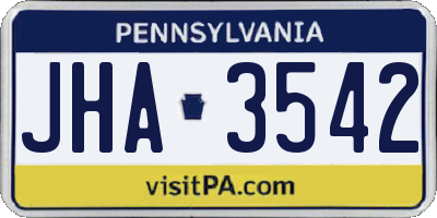 PA license plate JHA3542