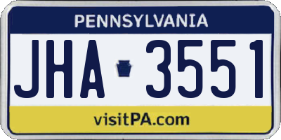 PA license plate JHA3551