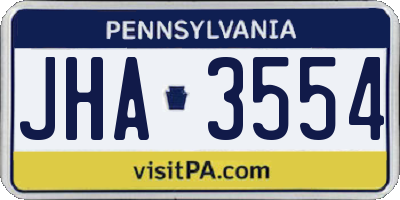 PA license plate JHA3554