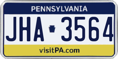 PA license plate JHA3564