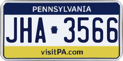 PA license plate JHA3566