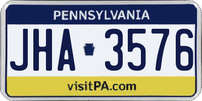 PA license plate JHA3576