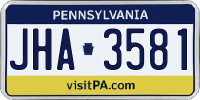 PA license plate JHA3581