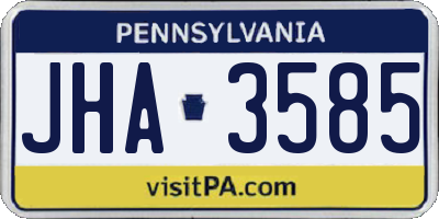 PA license plate JHA3585