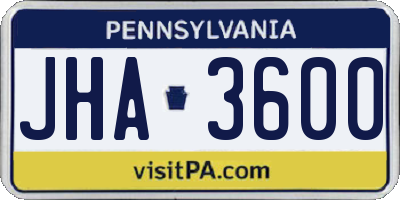 PA license plate JHA3600