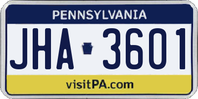 PA license plate JHA3601