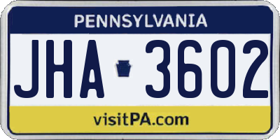 PA license plate JHA3602