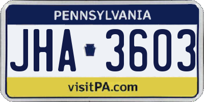 PA license plate JHA3603