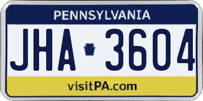 PA license plate JHA3604