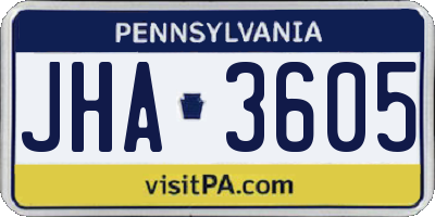 PA license plate JHA3605