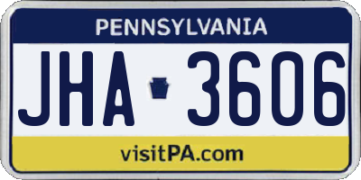 PA license plate JHA3606