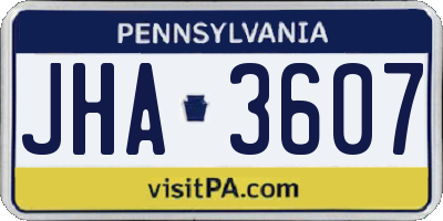 PA license plate JHA3607
