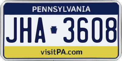 PA license plate JHA3608