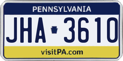 PA license plate JHA3610