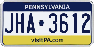 PA license plate JHA3612