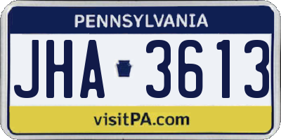 PA license plate JHA3613