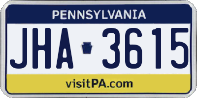 PA license plate JHA3615