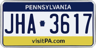 PA license plate JHA3617