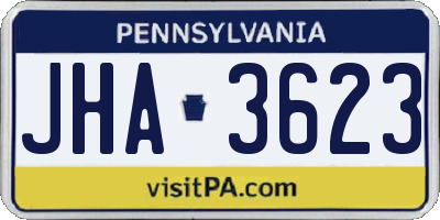 PA license plate JHA3623