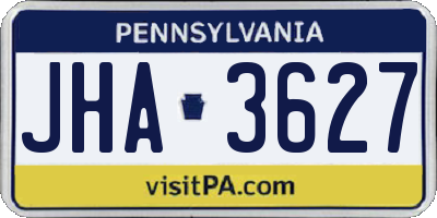 PA license plate JHA3627