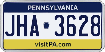 PA license plate JHA3628