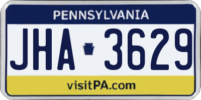 PA license plate JHA3629