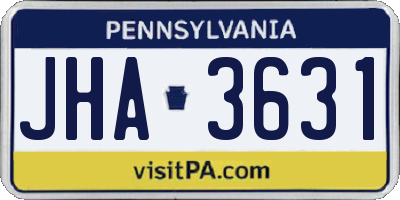 PA license plate JHA3631
