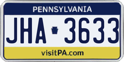 PA license plate JHA3633