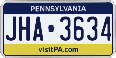 PA license plate JHA3634