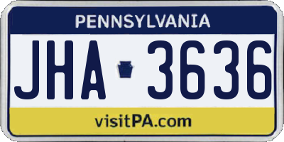 PA license plate JHA3636