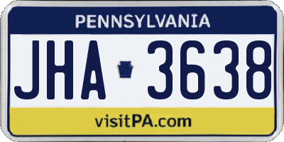 PA license plate JHA3638