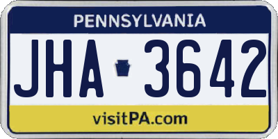 PA license plate JHA3642