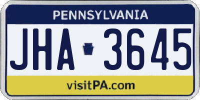 PA license plate JHA3645
