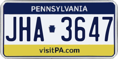 PA license plate JHA3647
