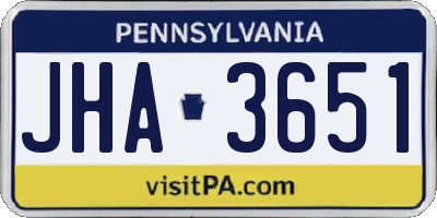 PA license plate JHA3651