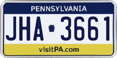 PA license plate JHA3661