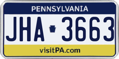 PA license plate JHA3663