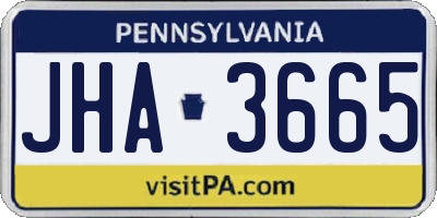 PA license plate JHA3665
