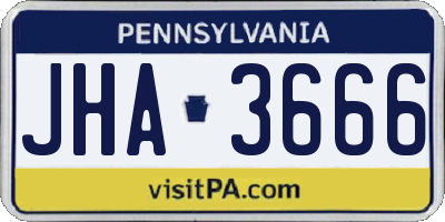 PA license plate JHA3666