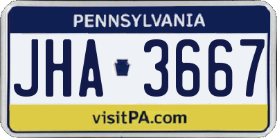 PA license plate JHA3667