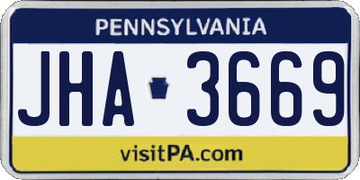 PA license plate JHA3669