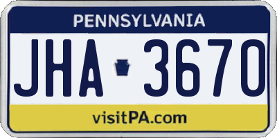 PA license plate JHA3670