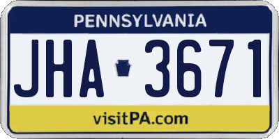PA license plate JHA3671