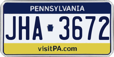 PA license plate JHA3672