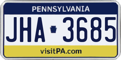 PA license plate JHA3685