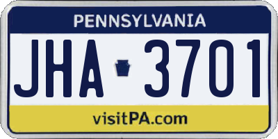 PA license plate JHA3701