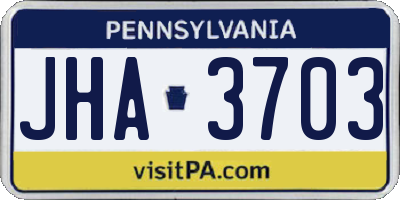 PA license plate JHA3703