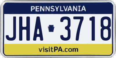 PA license plate JHA3718