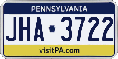 PA license plate JHA3722