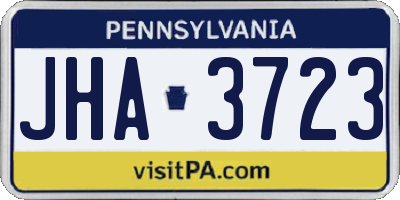 PA license plate JHA3723